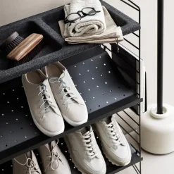 Panel de suelo String, Negro, 85x30 cm, paquete de 2