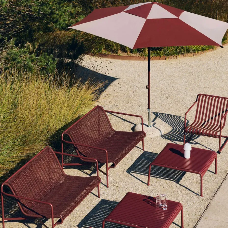 Parasol Terrazza Octagon, Blanco roto-burdeos