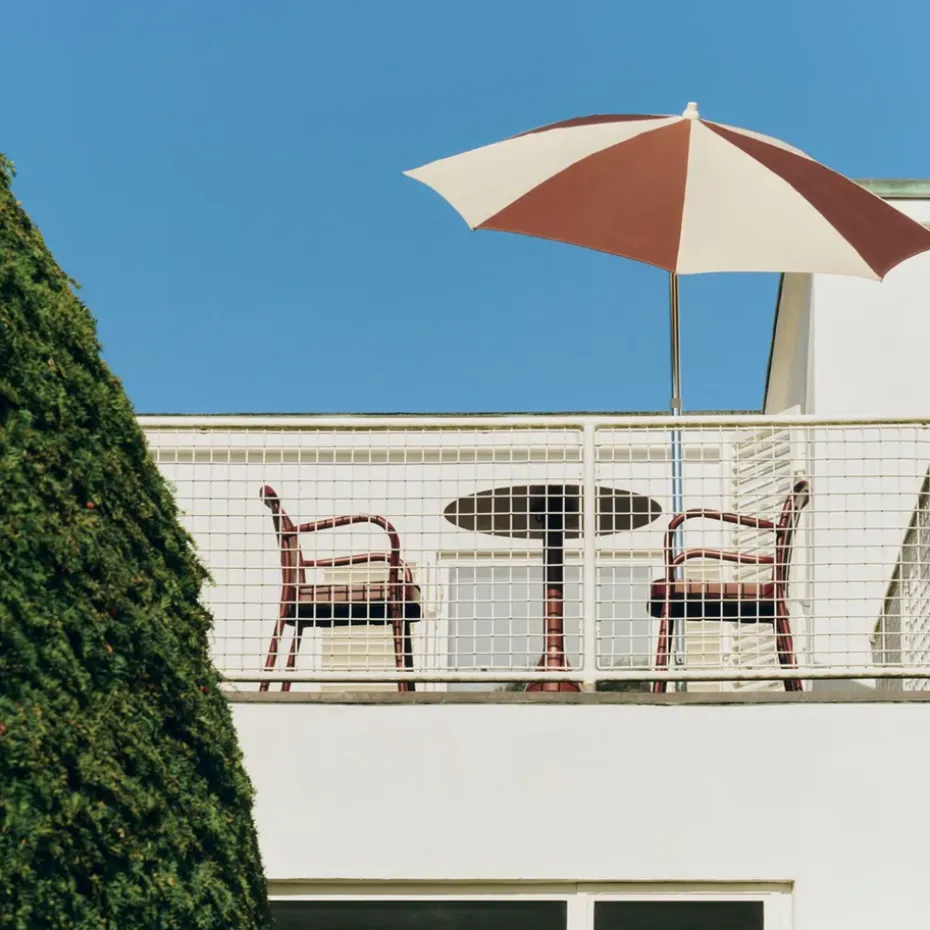 Parasol Terrazza Octagon, Blanco roto-burdeos