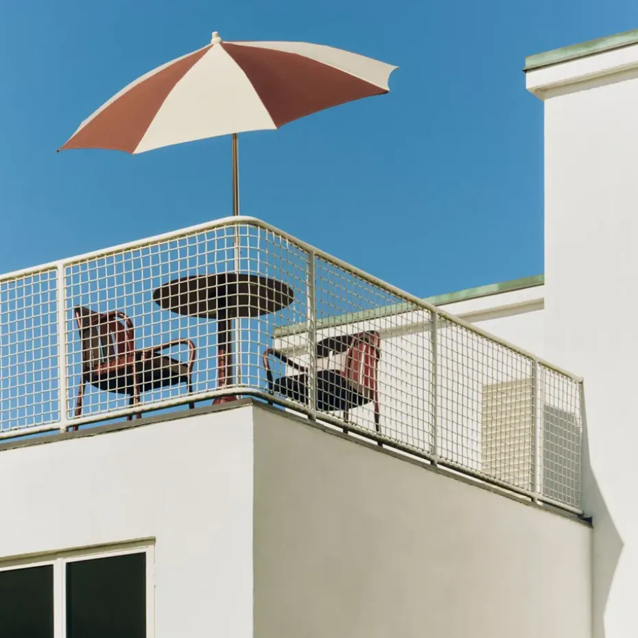 Parasol Terrazza Octagon, Blanco roto-burdeos