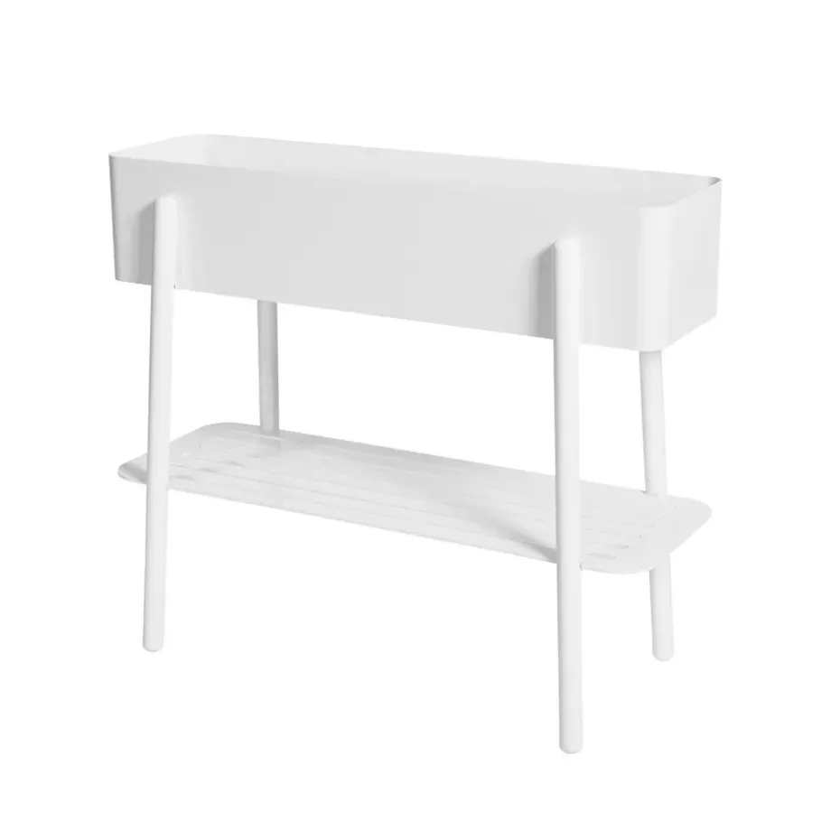 Pedestal para plantas Prunella, Blanco/aluminio