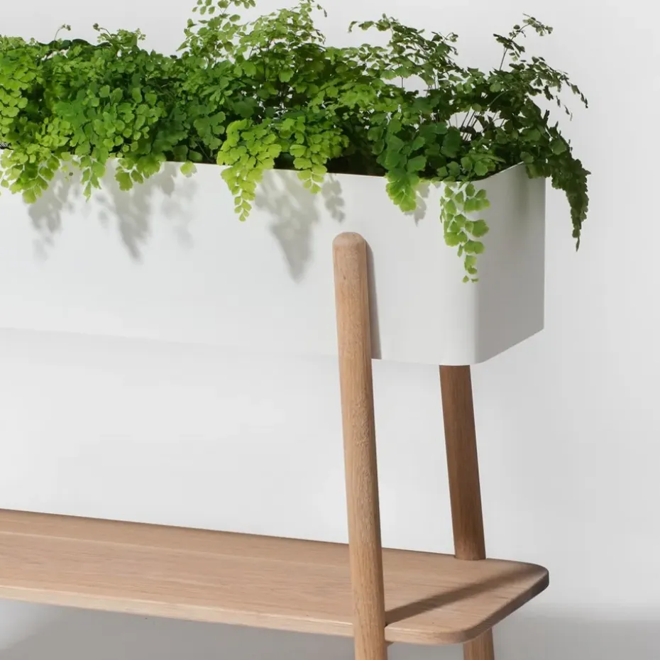 Pedestal para plantas Prunella, Blanco/aluminio