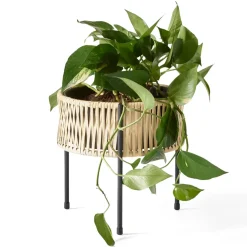 Pedestal para plantas Umanoff ratán-acero, h27 cm Ø27 cm