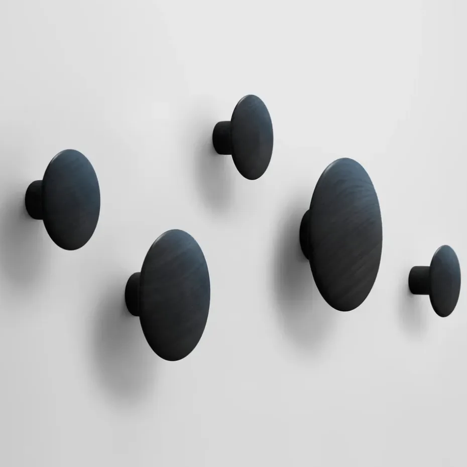 Perchero de pared The Dots, negro, grande