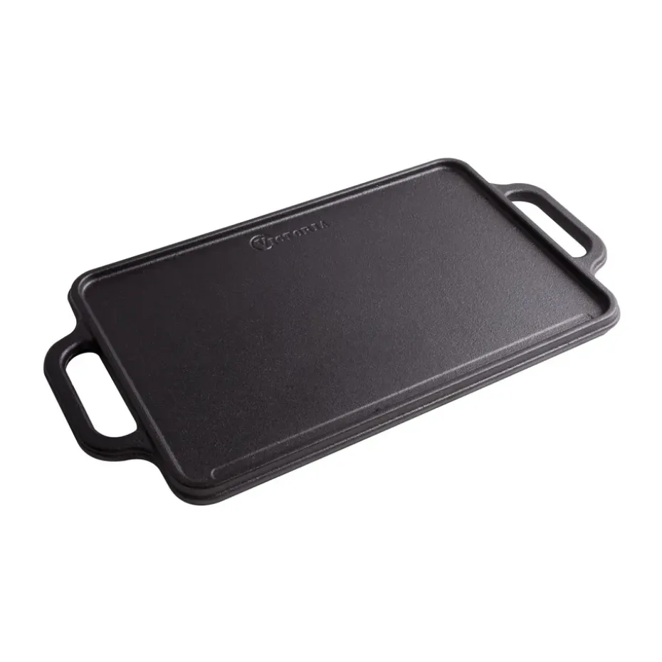 Plancha de hierro fundido reversible 21×33 cm, Negro