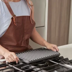 Plancha de hierro fundido reversible 21×33 cm, Negro