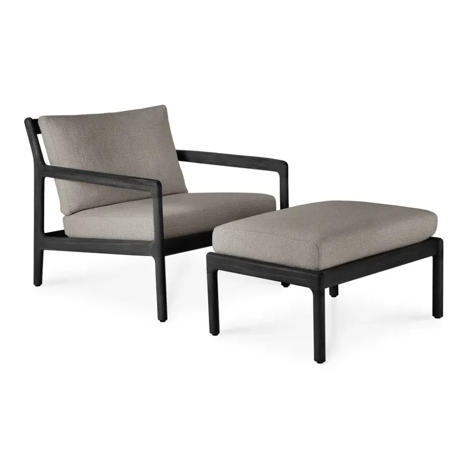 Puf Jack outdoor teca lacado negro, Mocha