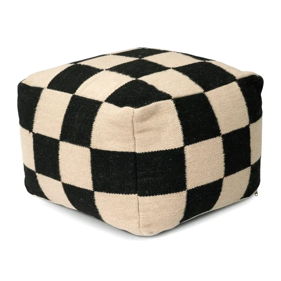 Puf Square 50x50 cm, Negro-natural