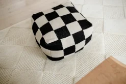 Puf Square 50x50 cm, Negro-natural