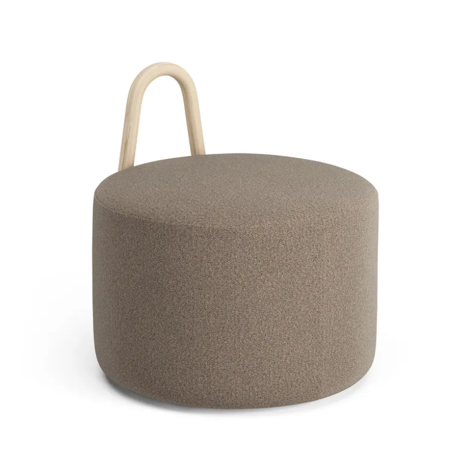 Puff Amstelle mediano con respaldo roble lacado natural, Main Line Flax 23