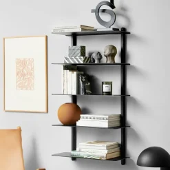 Repisa Nivo E large, Ceniza teñida de negro-negro