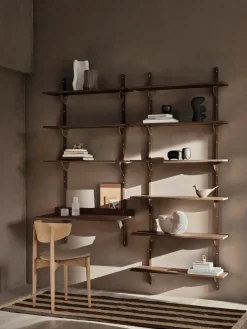 Repisa Sector triple wide, Smoked Oak, brass