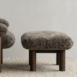 Reposapiés Brasilia, Moss 011 gris-base de nogal