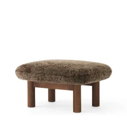 Reposapiés Brasilia, Piel de oveja root marrón-roble oscuro