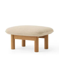 Reposapiés Brasilia, Tela bouclé 02 beige, base de roble