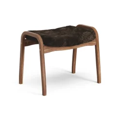 Reposapiés Lamino nogal aceitado/piel de oveja, Espresso (marrón)