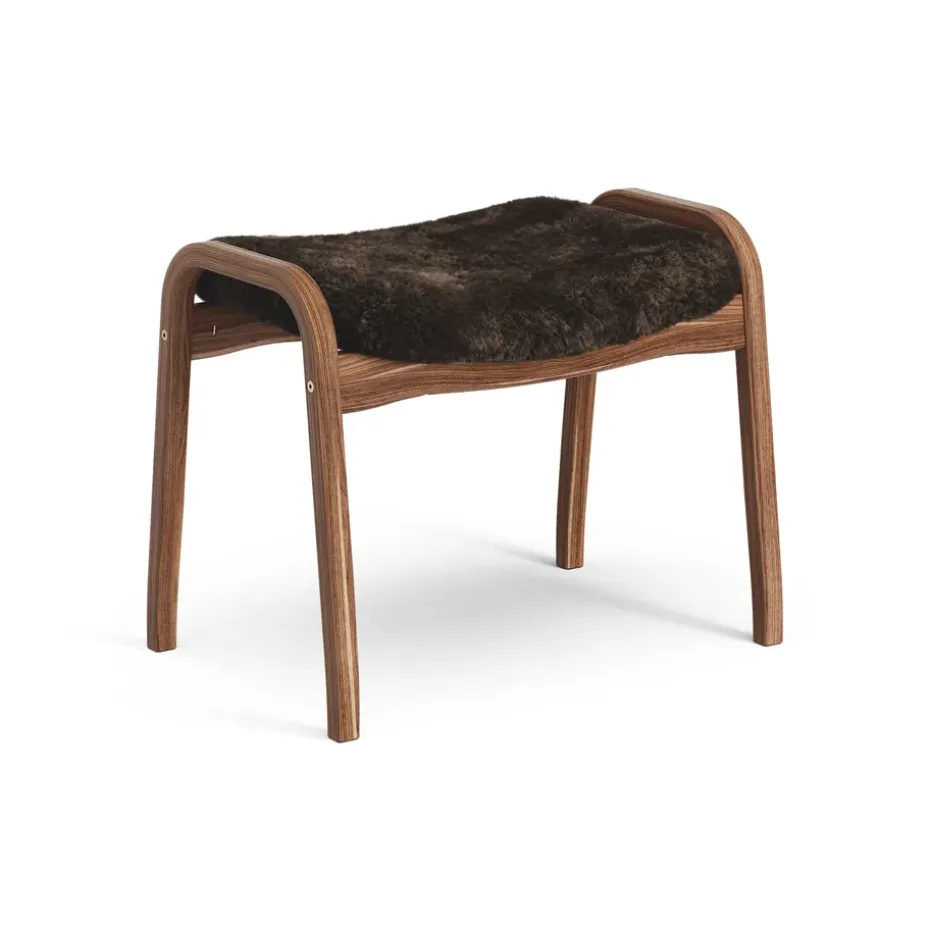 Reposapiés Lamino nogal aceitado/piel de oveja, Espresso (marrón)