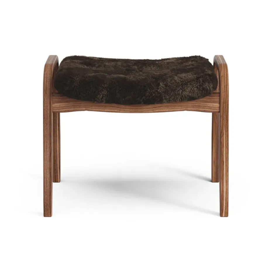 Reposapiés Lamino nogal aceitado/piel de oveja, Espresso (marrón)