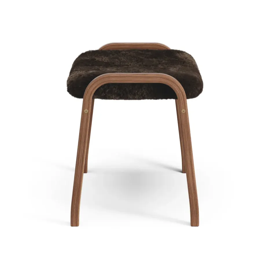 Reposapiés Lamino nogal aceitado/piel de oveja, Espresso (marrón)