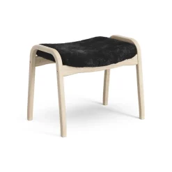 Reposapiés Lamino roble pigmentado blanco/piel de oveja, Black (negro)