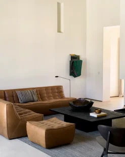 Reposapiés N701 70x70 cm, Anilina cuero brown