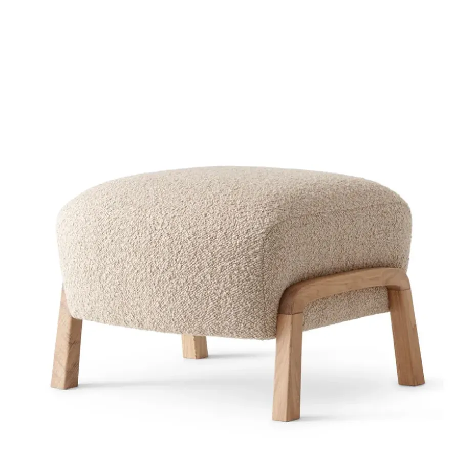 Reposapiés Wulff ATD3, Tela karakorum 003 beige, patas de roble aceitado blanco