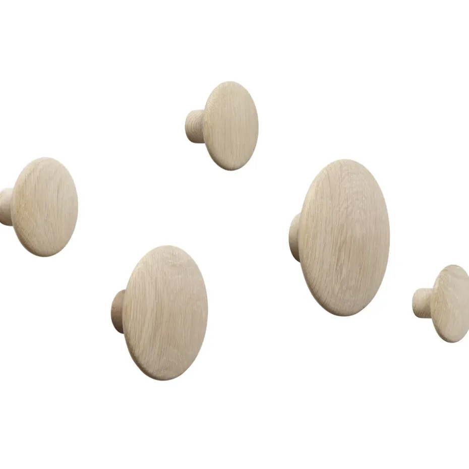 Set de 5 colgadores de pared The Dots, roble