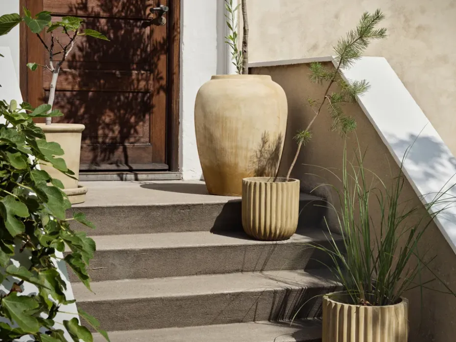 Set de 2 macetas Fiber, Antique beige