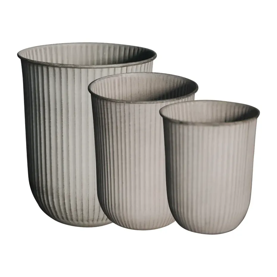 Set de 3 macetas Out stripe, Beige