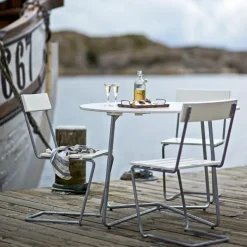 Silla 1, Roble lacado blanco-galvanizado en caliente