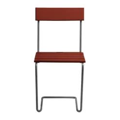 Silla 1, Roble lacado en rojo oscuro - estructura galvanizada en caliente