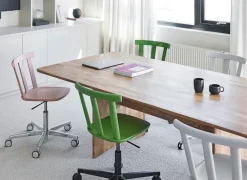 Silla Alt base giratoria con asiento tapizado abedul, Hallingdal 65-960 green-musgo verde 16