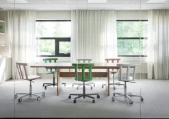 Silla Alt base giratoria con asiento tapizado abedul, Hallingdal 65-103 grey/beige-blanco 21