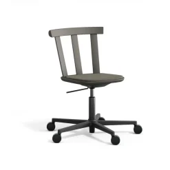 Silla Alt base giratoria con asiento tapizado abedul, Hallingdal 65-153 dark grey-gris oscuro 62