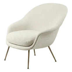 Silla Bat Lounge Chair low back conic base, Dora boucle 0001-antique brass