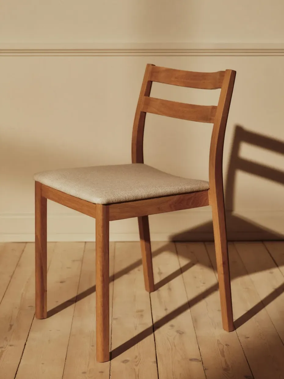 Silla Boda, Asiento tapizado, roble off-white