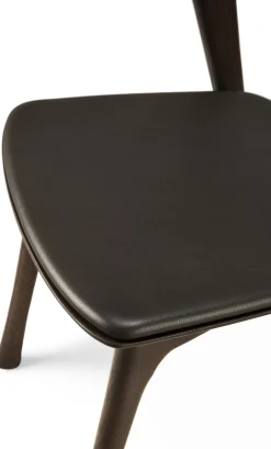Silla con asiento de cuero Bok , Roble tintado marrón-cuero marrón