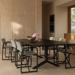 Silla con brazos X75-2, Tejido de lino natural-Elmo Nordic leather Cognac-patas cromadas