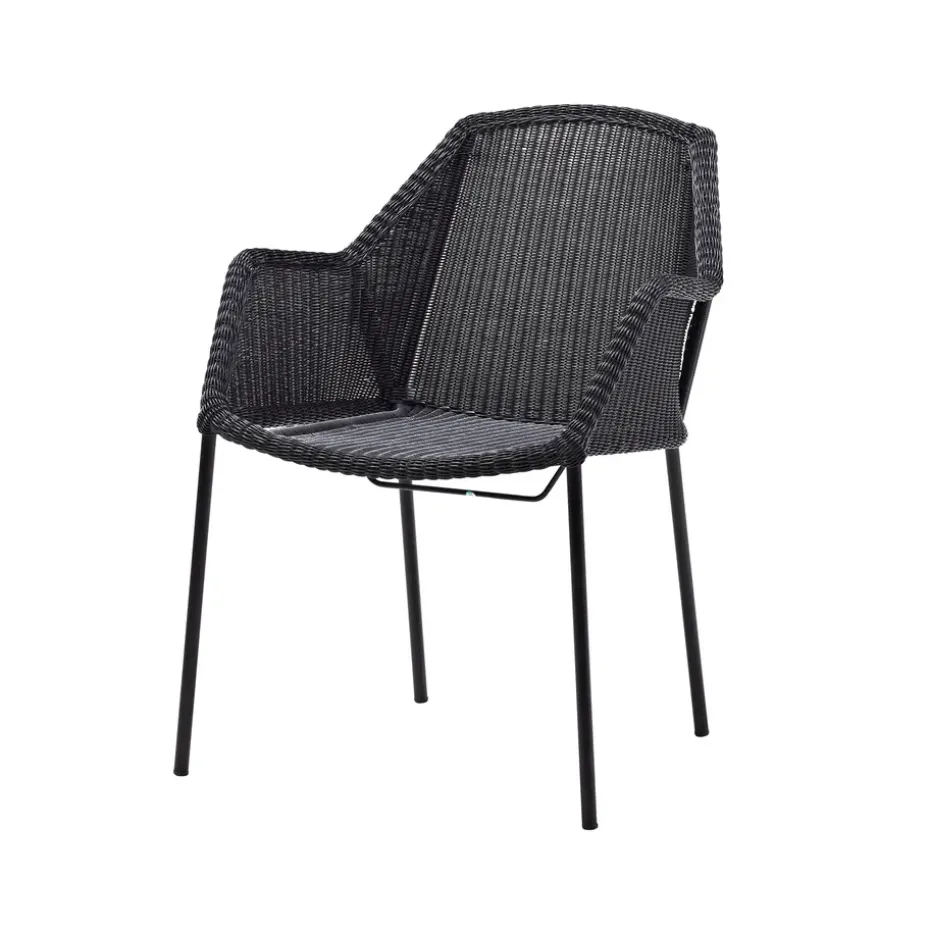 Silla con reposabrazos apilable Breeze weave, Black