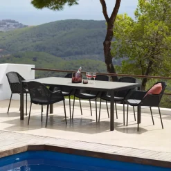 Silla con reposabrazos apilable Breeze weave, Black