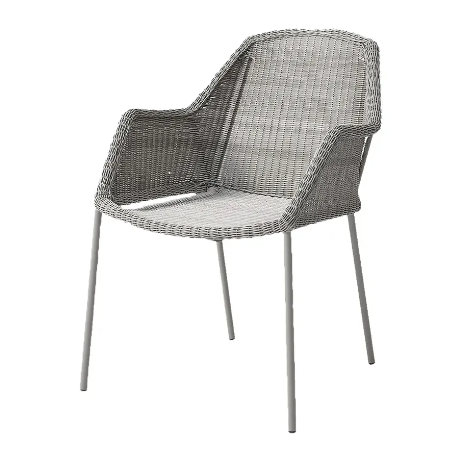 Silla con reposabrazos apilable Breeze weave, Taupe