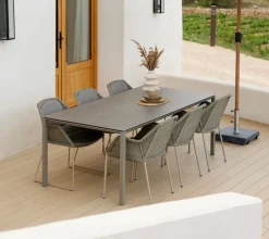 Silla con reposabrazos apilable Breeze weave, Taupe