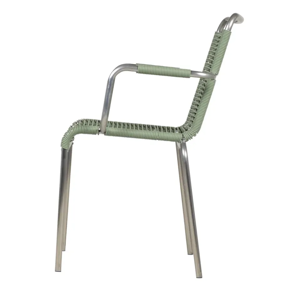 Silla con reposabrazos Mya aluminio, Sage green