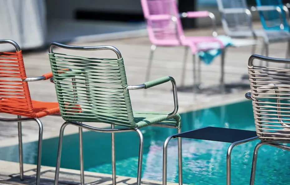 Silla con reposabrazos Mya aluminio, Sage green