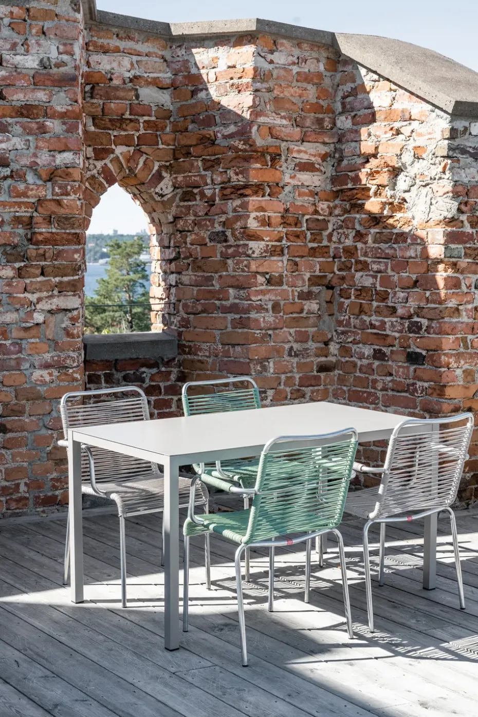 Silla con reposabrazos Mya aluminio, Sage green