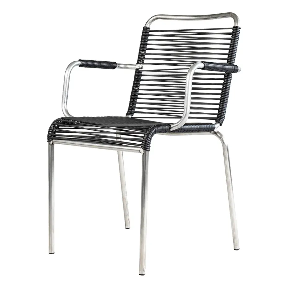 Silla con reposabrazos Mya aluminio, Black