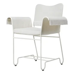 Silla con reposabrazos Tropique con flecos, White semi matt-Leslie 06