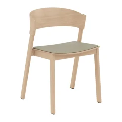 Silla Cover Side Chair leather, Refine leather stone-Oak