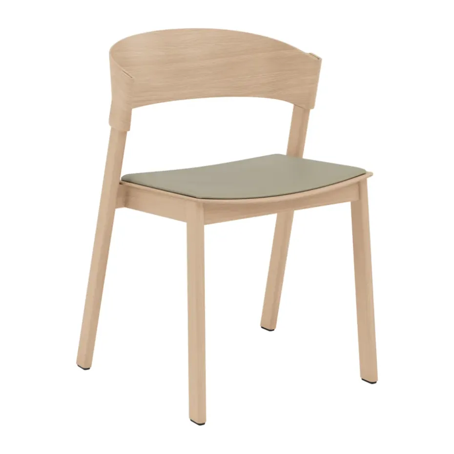 Silla Cover Side Chair leather, Refine leather stone-Oak