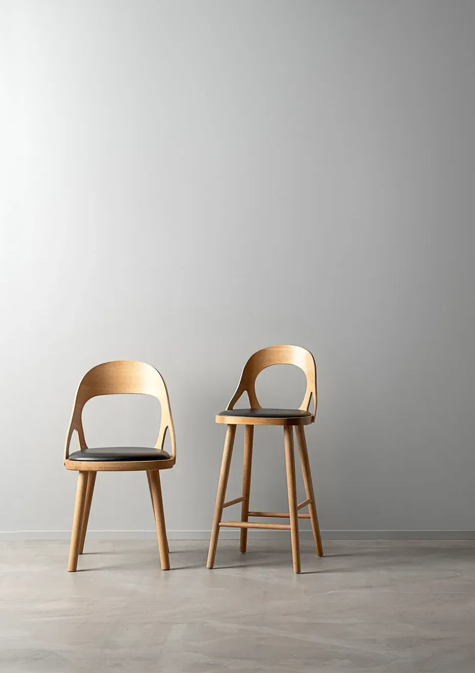 Silla de bar Colibri 63 cm, Roble aceitado-cojín negro